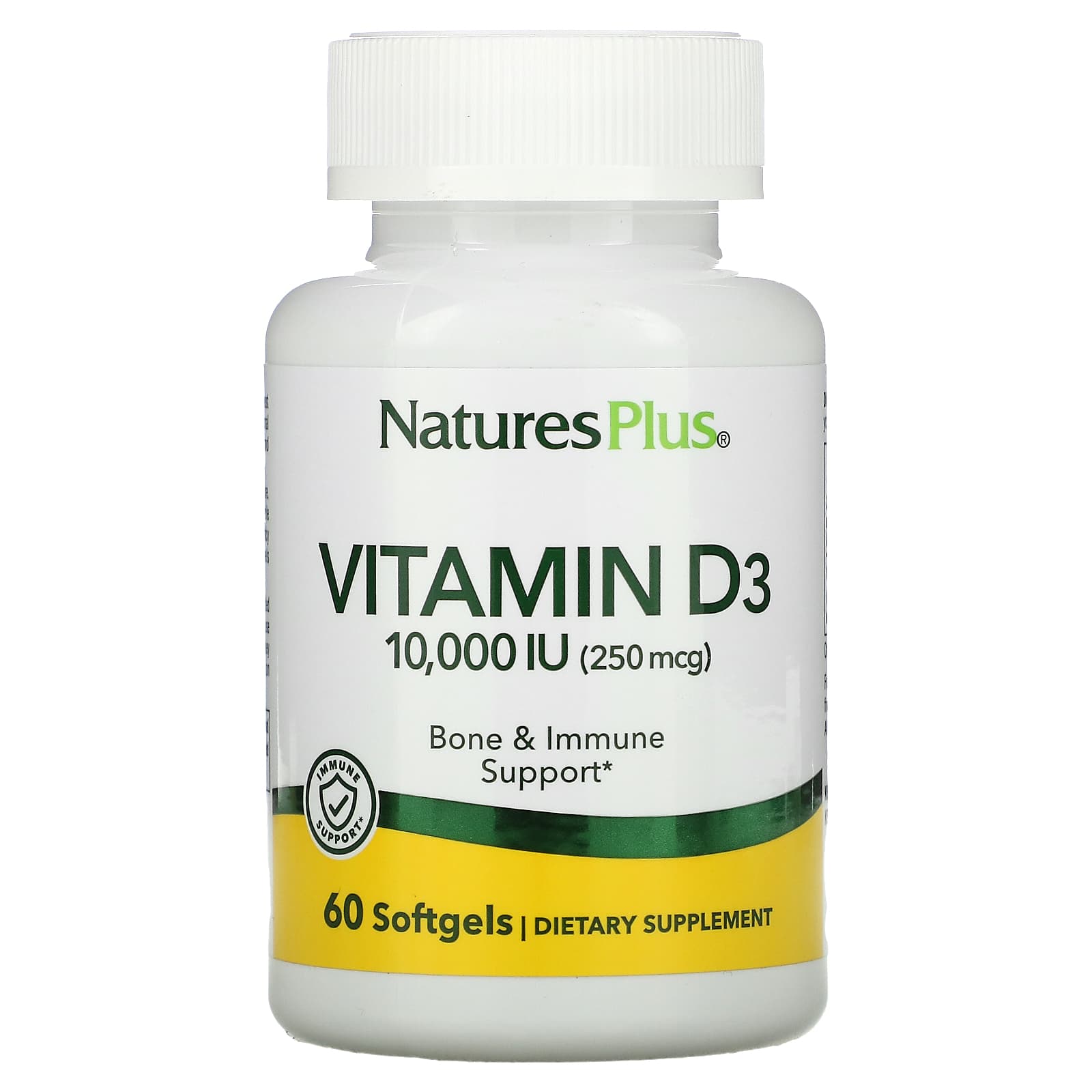 Nature's Plus, Vitamin D3, 10,000 IU (250 mcg), 60 Softgels UPC 097467010482 | Hilife Vitamins